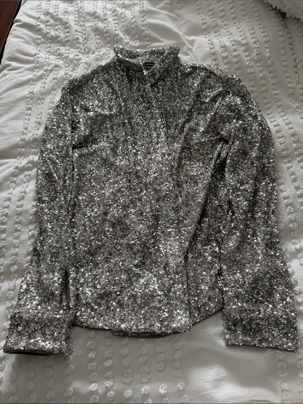 Express champagne sequin button down blouse - only worn once!